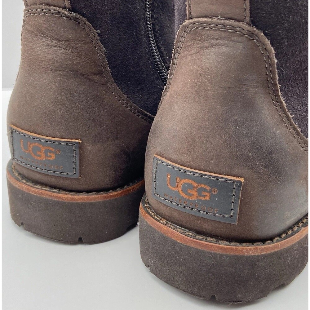 UGG Hendren TL Waterproof Boots Mens 8 Sheepskin Lined Ankle Brown - Picture 6 of 16